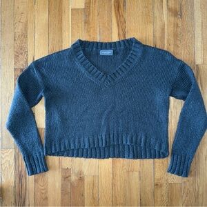 WOODEN SHIPS Cropped Crew V-Neck Sweater - Gray‎ - Size XS/S